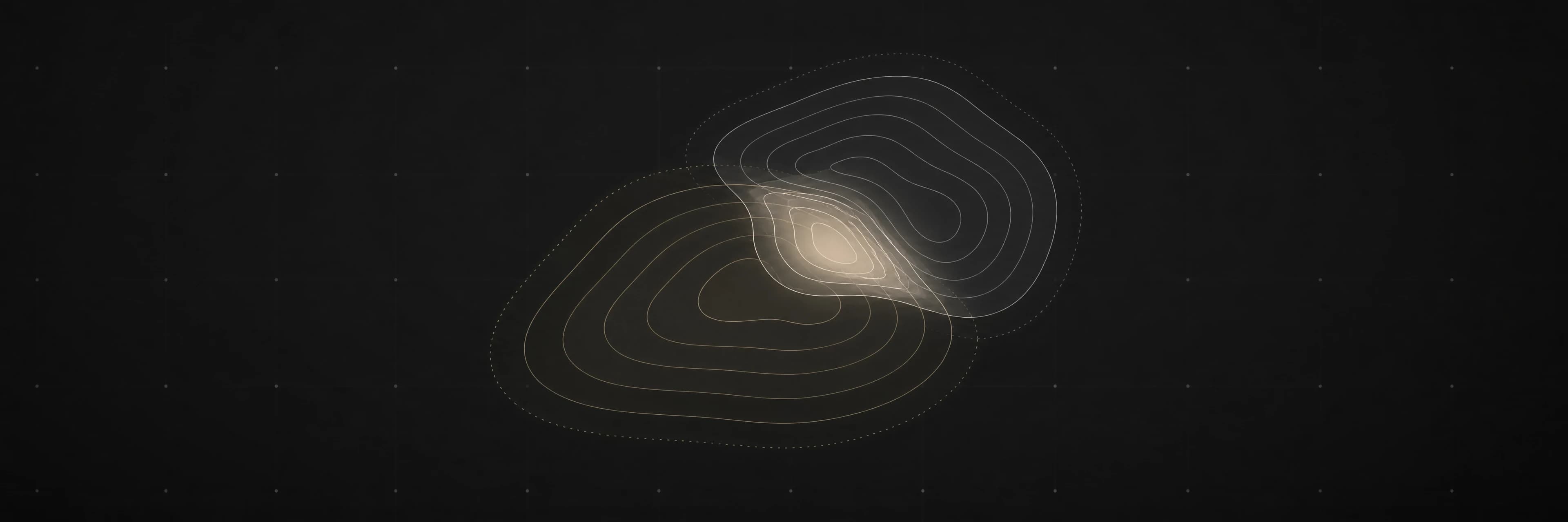 Two overlapping contour fields representing human and AI reaction spaces